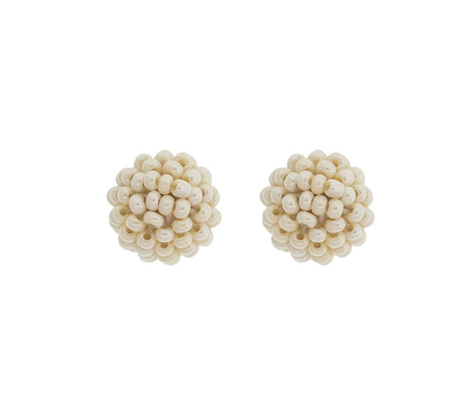 Globe Posts- Cream Earrings