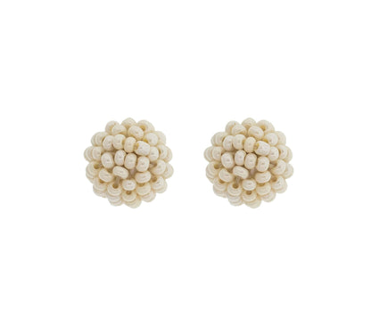 Globe Posts- Cream Earrings