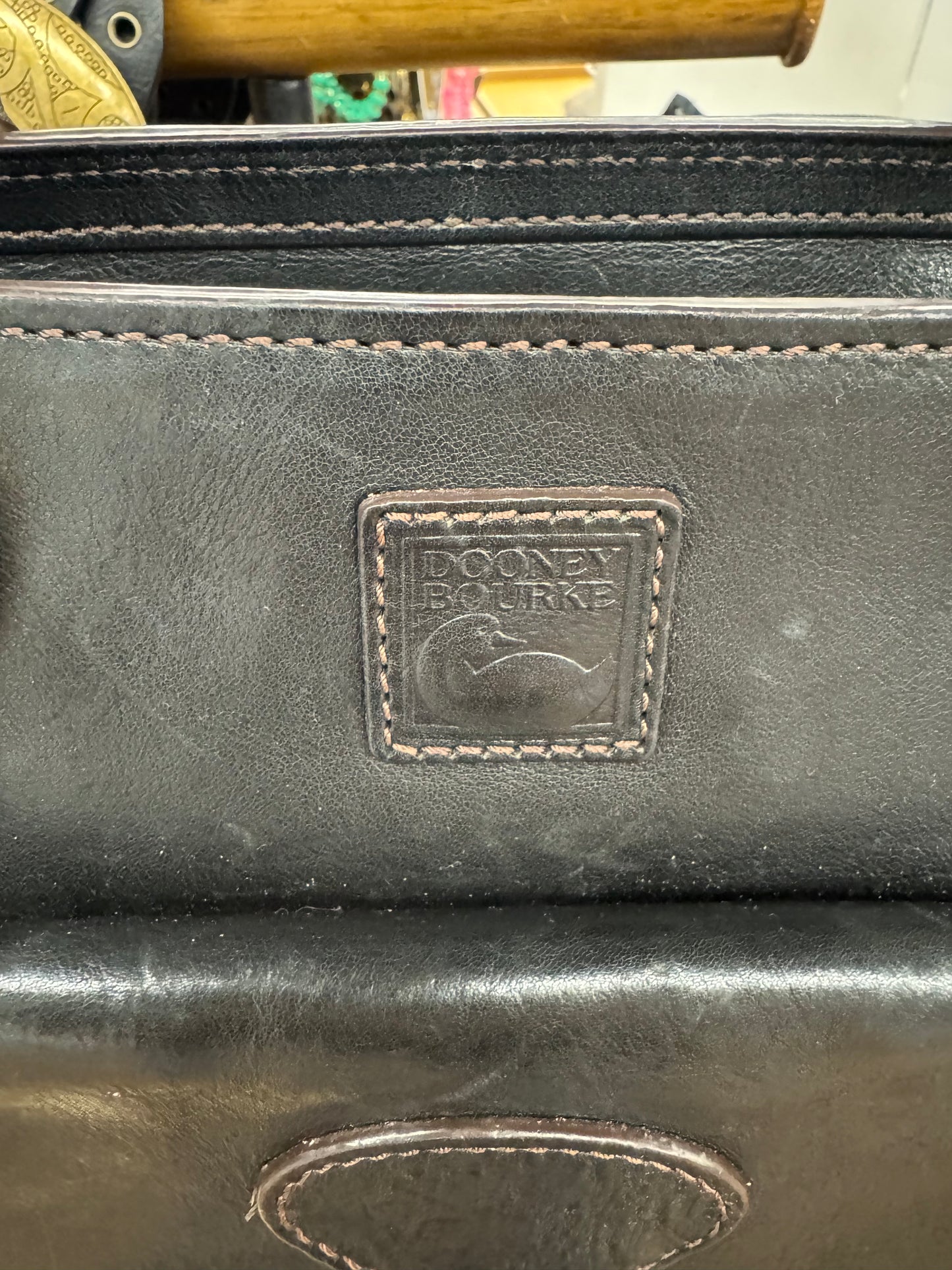 LK - Dooney & Bourke Vintage Florentine Medium Leather Tote/Crossbody Satchel | Black