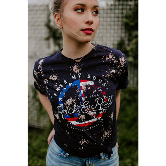 Free My Soul Bleached Tee | Navy