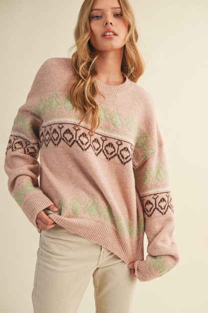 Cozy Blush Geo Sweater
