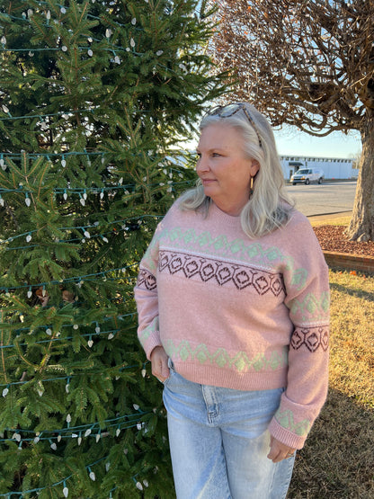 Cozy Blush Geo Sweater
