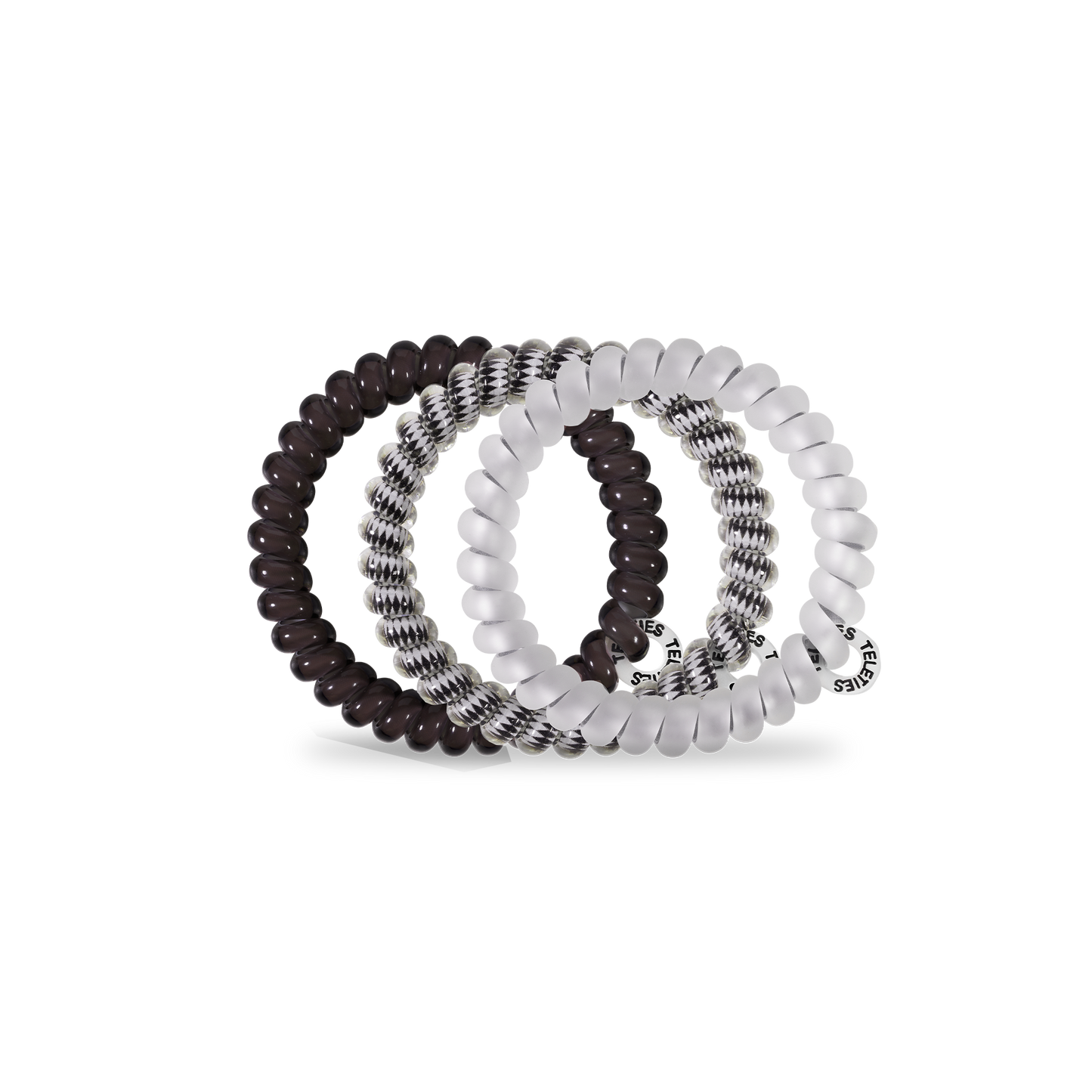 Silver Flames - Small Spiral Hair Coils, Hair Ties, 3-pack
