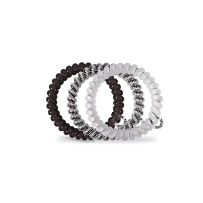 Silver Flames - Small Spiral Hair Coils, Hair Ties, 3-pack
