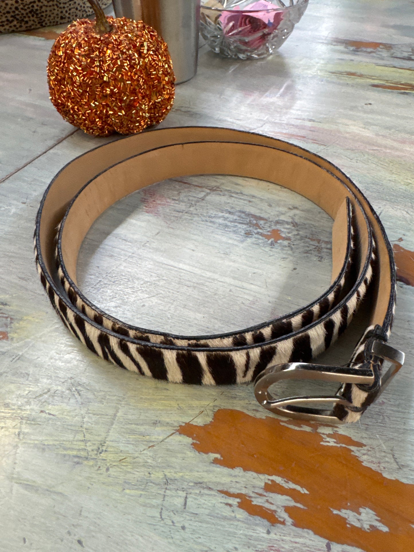 KC - Talbots Zebra Leather Belt | XL