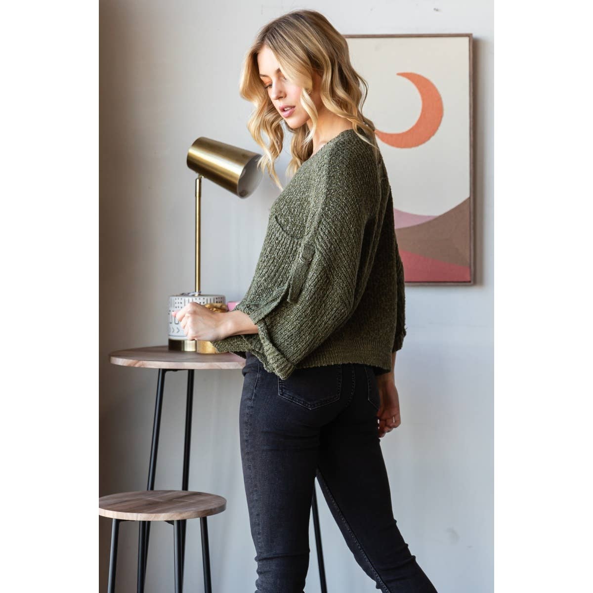 Eliza Sweater Top | Olive