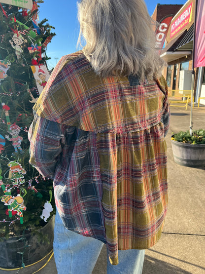 Country Plaid Babydoll Top