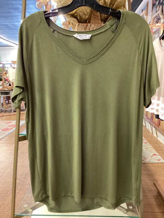 TC - short sleeve v- neck top | small