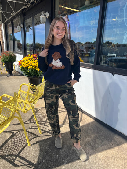 Puppy Doodle Knit Sweater | Navy