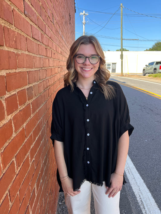 On the Fray Top | Black