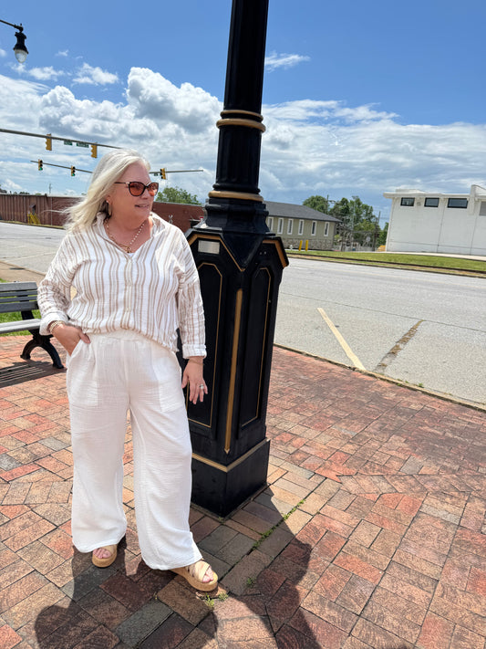 Akoya Dreams Wide Leg Pants | White