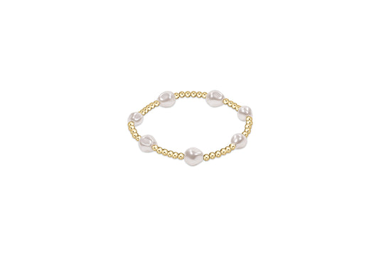 eNewton - Admire Gold 3mm Bead Bracelet - Pearl