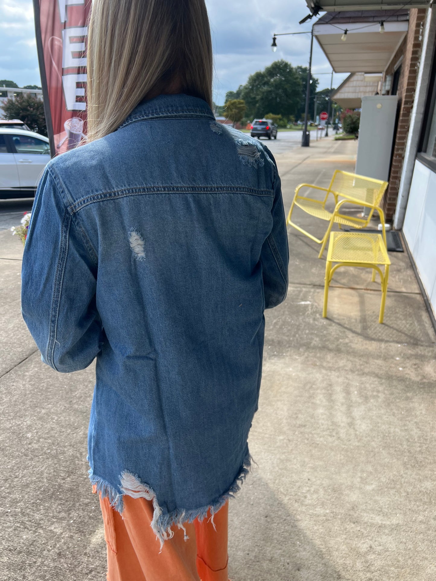 Tessa Distressed Denim Shirt | medium wash
