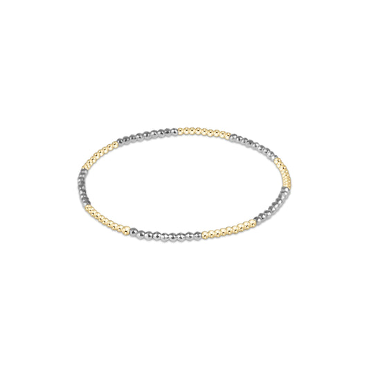 Blissful Pattern 2mm Bead Bracelet - Bright Silver Faceted Hematite