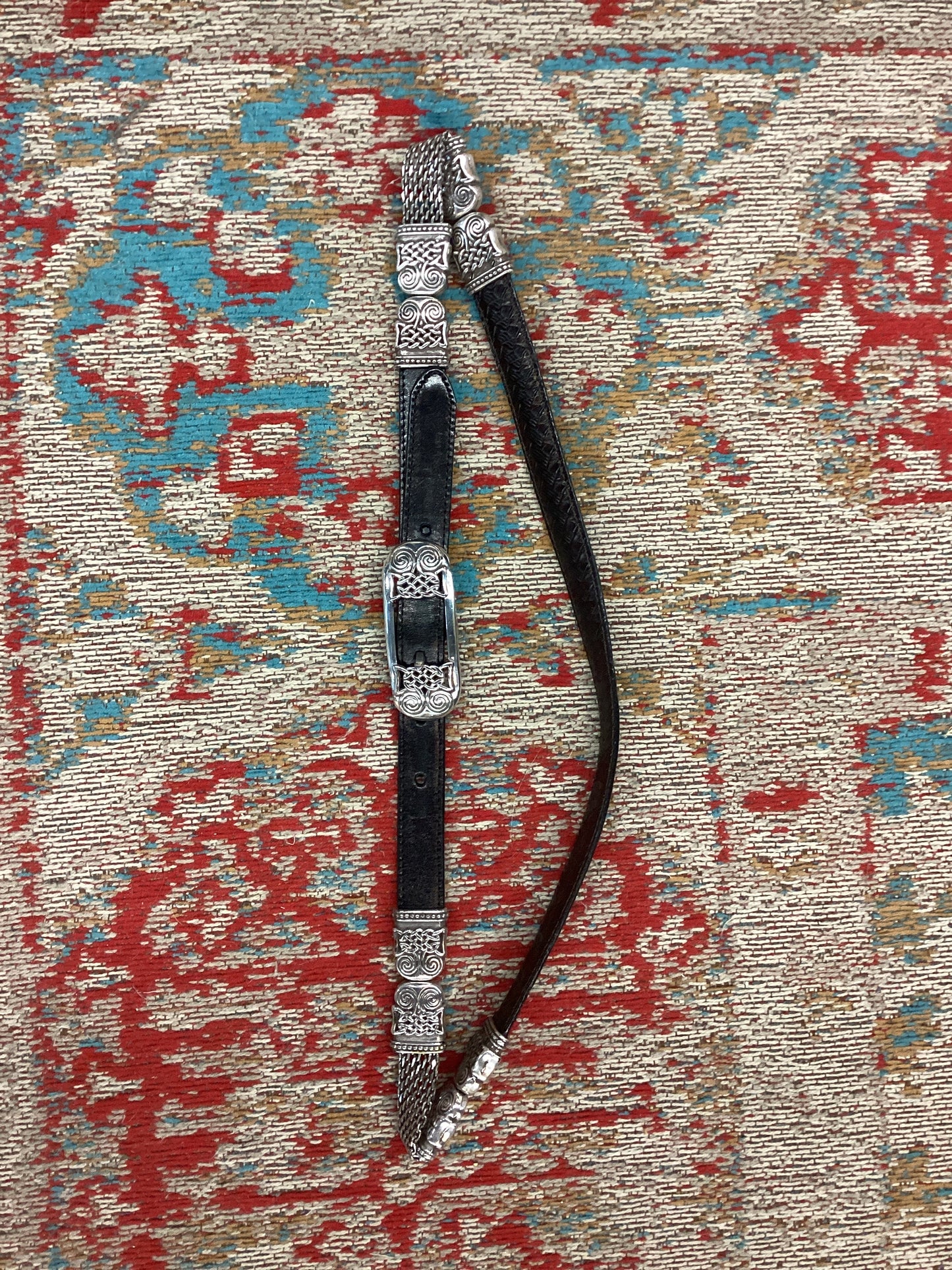 JS - Vintage Brighton Black Leather Belt| ML/32