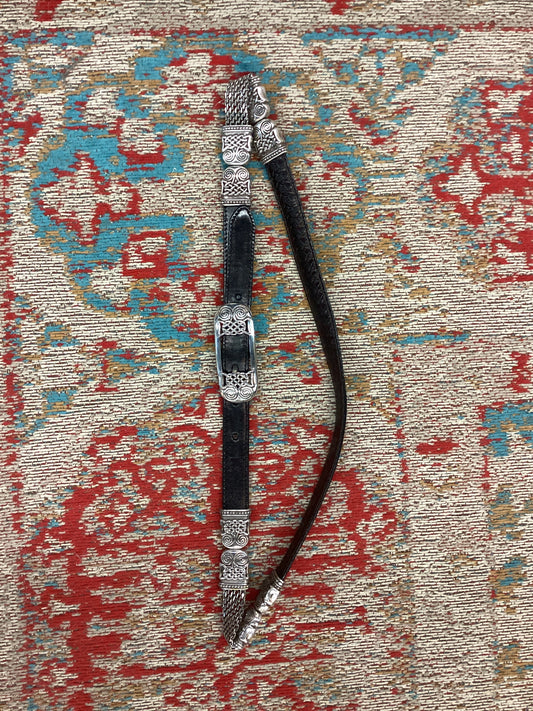 JS - Vintage Brighton Black Leather Belt| ML/32