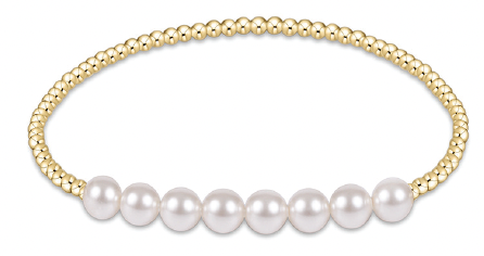 eNewton - Classic Gold Beaded Bliss 2.5mm Bead Bracelet - 5mm Pearl