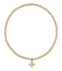 eNewton - Classic Gold 2mm Bead Bracelet - Classic Beaded Signature Cross