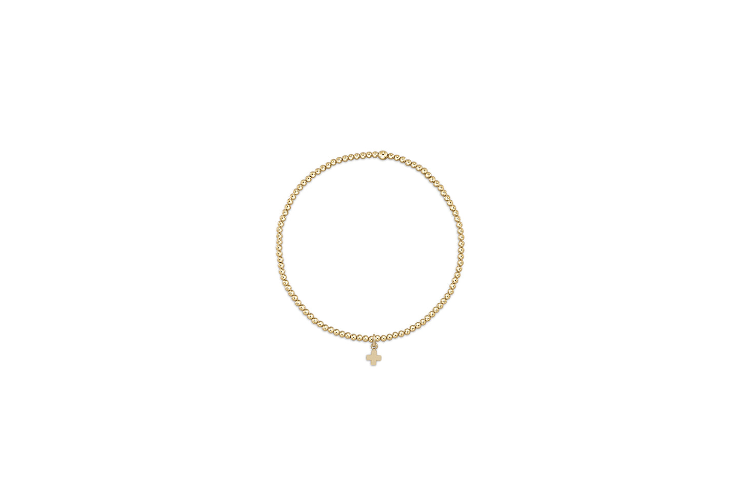 eNewton - Classic Gold 2mm Bead Bracelet - Signature Cross