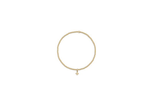 eNewton - Classic Gold 2mm Bead Bracelet - Signature Cross