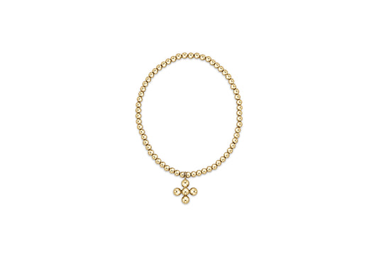 eNewton - Classic Gold 3mm Bead Bracelet - Classic Beaded Signature Cross