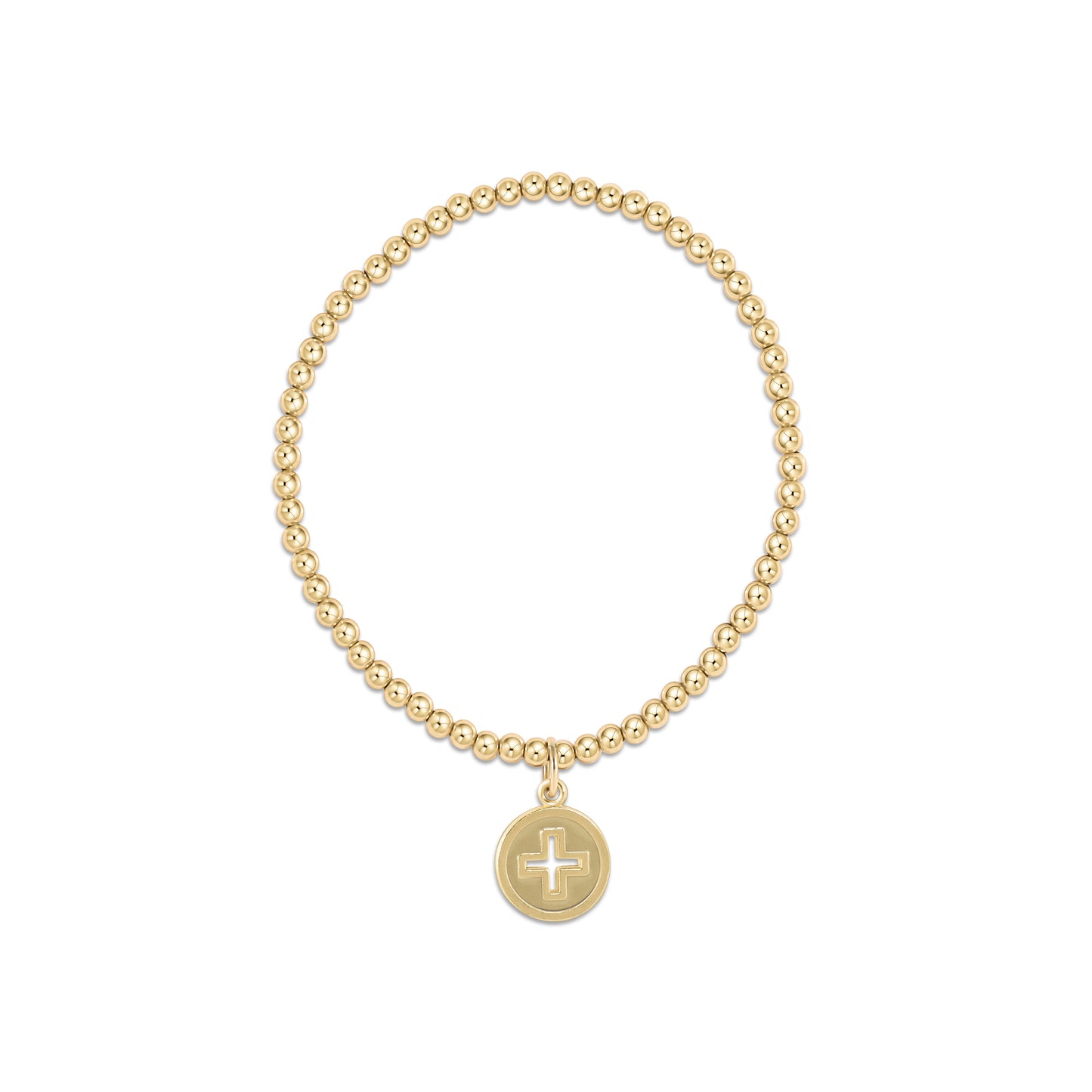 eNewton - Classic Gold 3mm Bead Bracelet - Signature Cross Gold