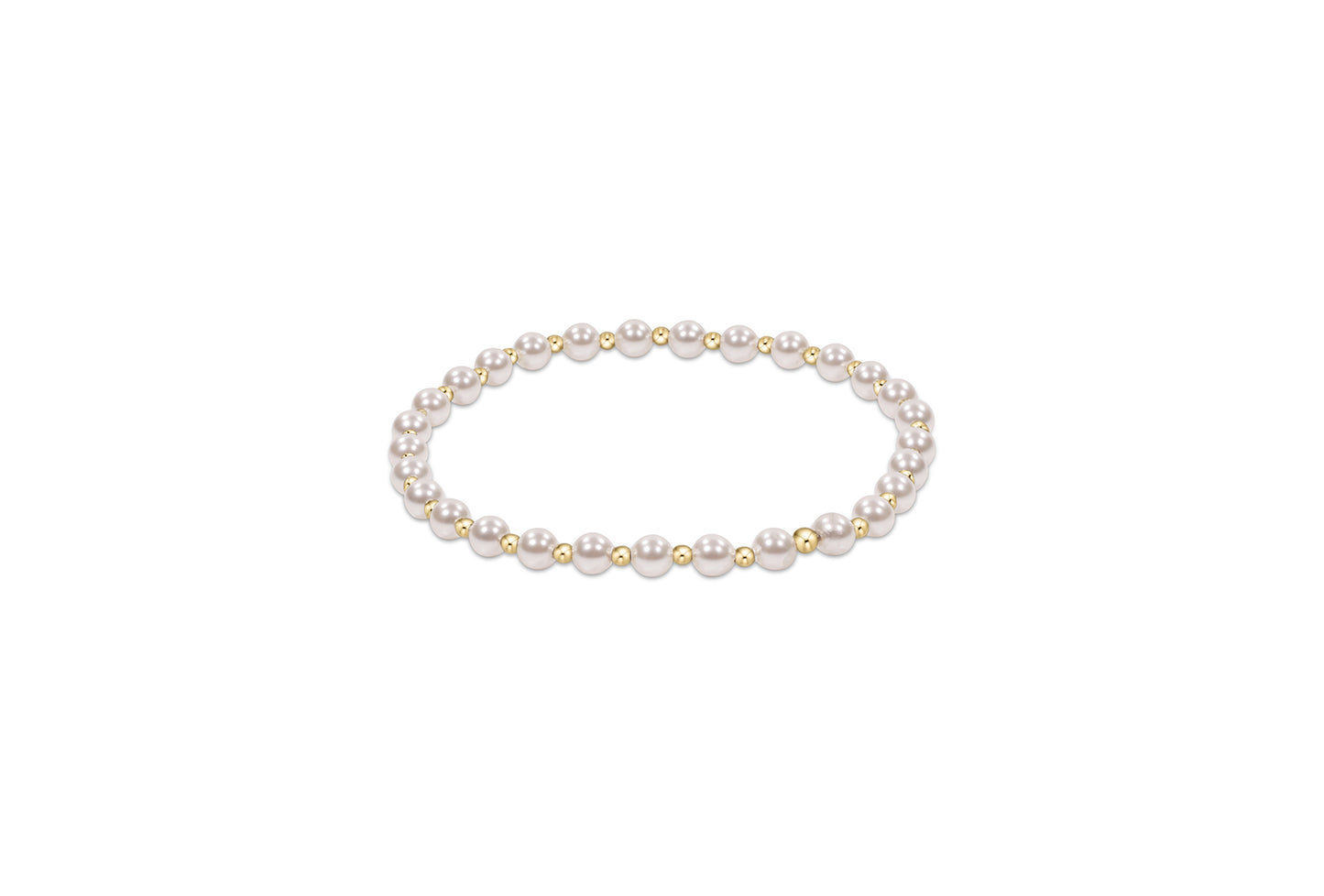 eNewton - Classic Grateful Pattern 4mm Bead Bracelet - Pearl