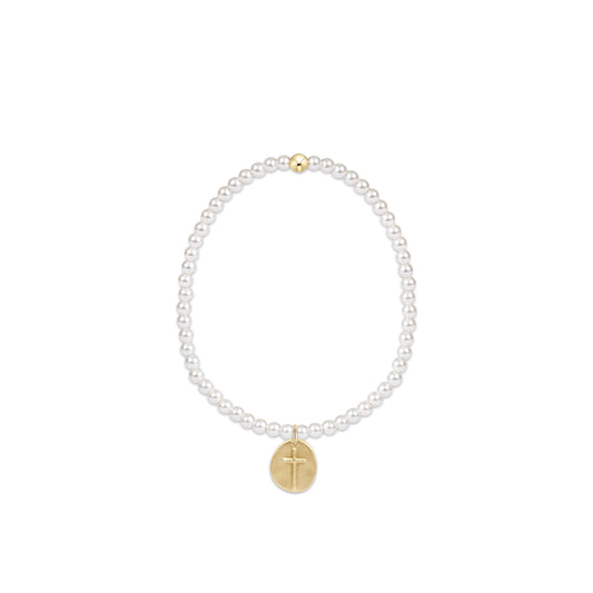 Classic Pearl 3mm Bead Bracelet - Inspire Small Gold Charm