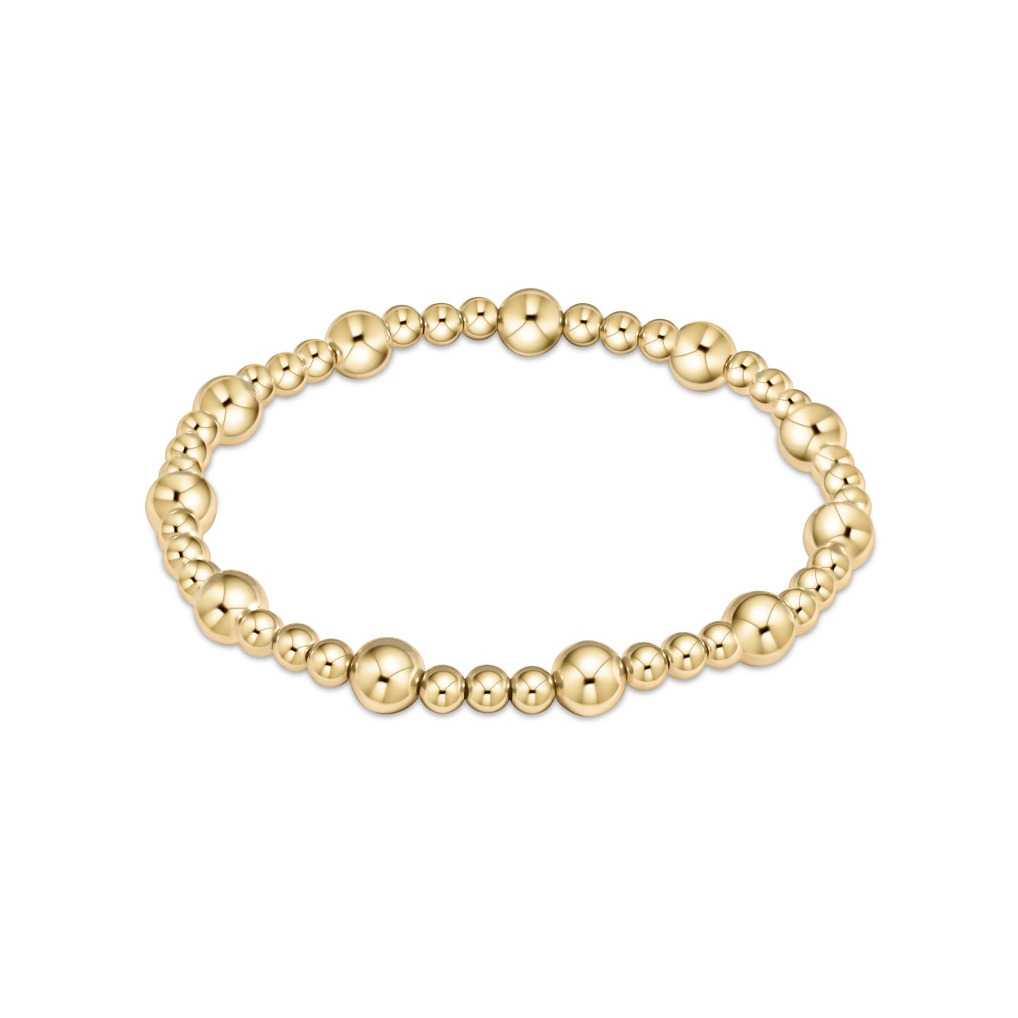 eNewton - Classic Sincerity Pattern 6mm Bead Bracelet - Gold