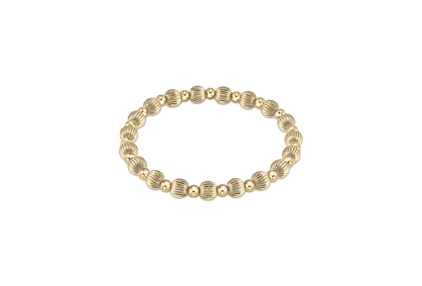 eNewton - Dignity Grateful Pattern 6mm Bead Bracelet - Gold