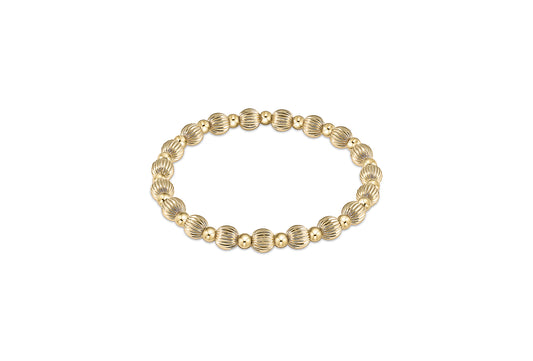 eNewton - Dignity Grateful Pattern 6mm Bead Bracelet - Gold