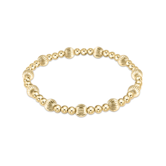 eNewton - Dignity Sincerity Pattern 6mm Bead Bracelet - Gold