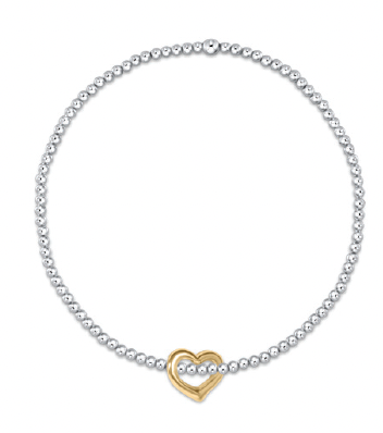 Enewton Extends - Classic Sterling Mixed Metal 2.5mm Bead Bracelet - Love Gold Charm