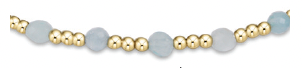 eNewton Extends - Gemstone Gold Sincerity Pattern 3mm Bead Bracelet - Aquamarine