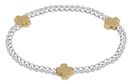 Enewton Extends - Signature Cross Sterling Mixed MetalPattern 3mm Bead Bracelet -Gold