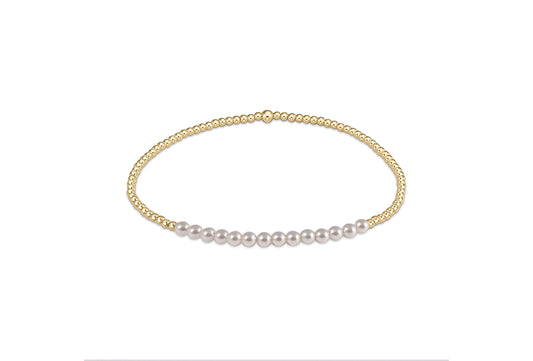 eNewton - Gold Bliss 2mm Bead Bracelet - Pearl