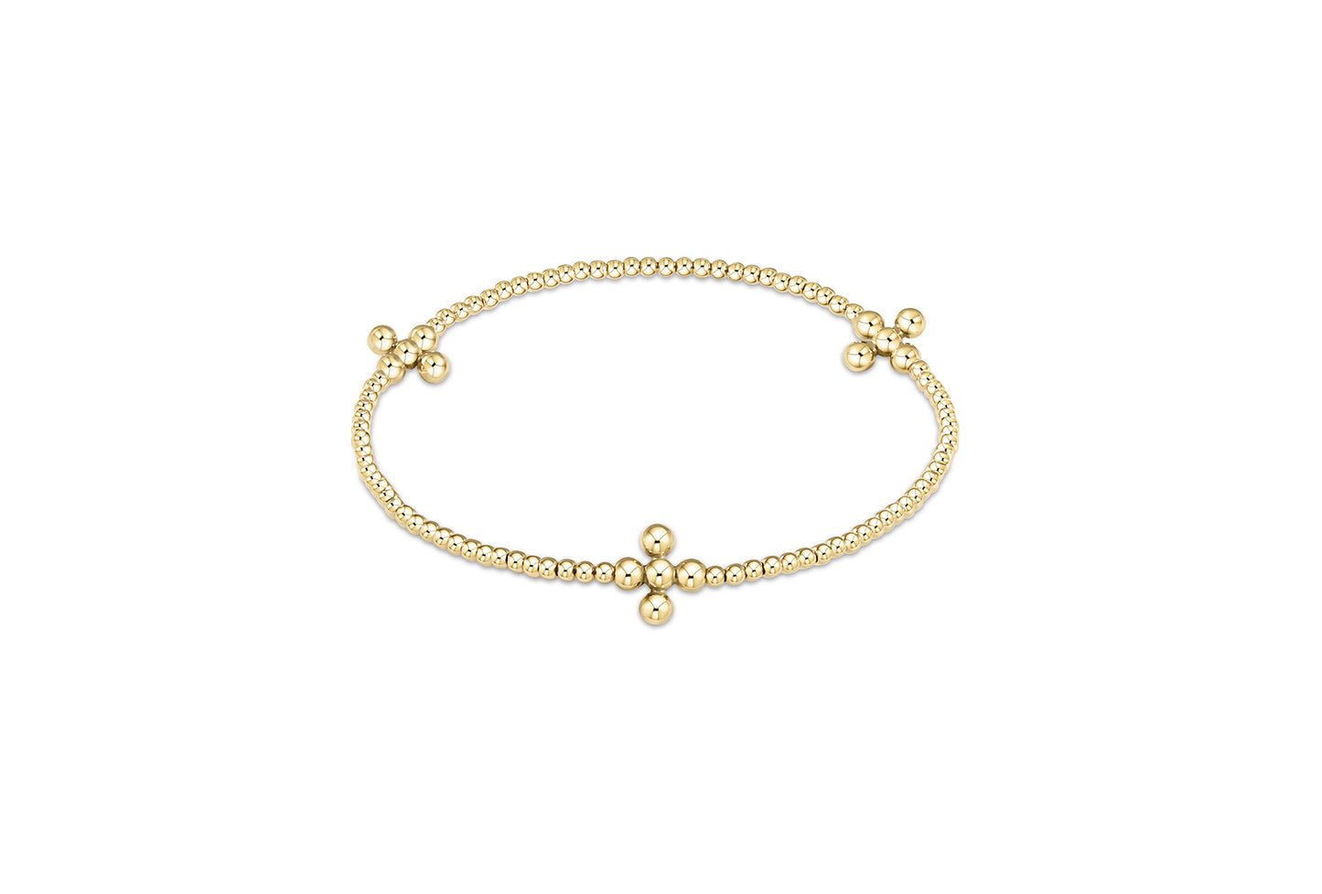 eNewton - Signature Cross Gold Pattern 2mm Bead Bracelet