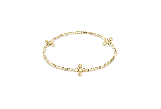 eNewton - Signature Cross Gold Pattern 2mm Bead Bracelet