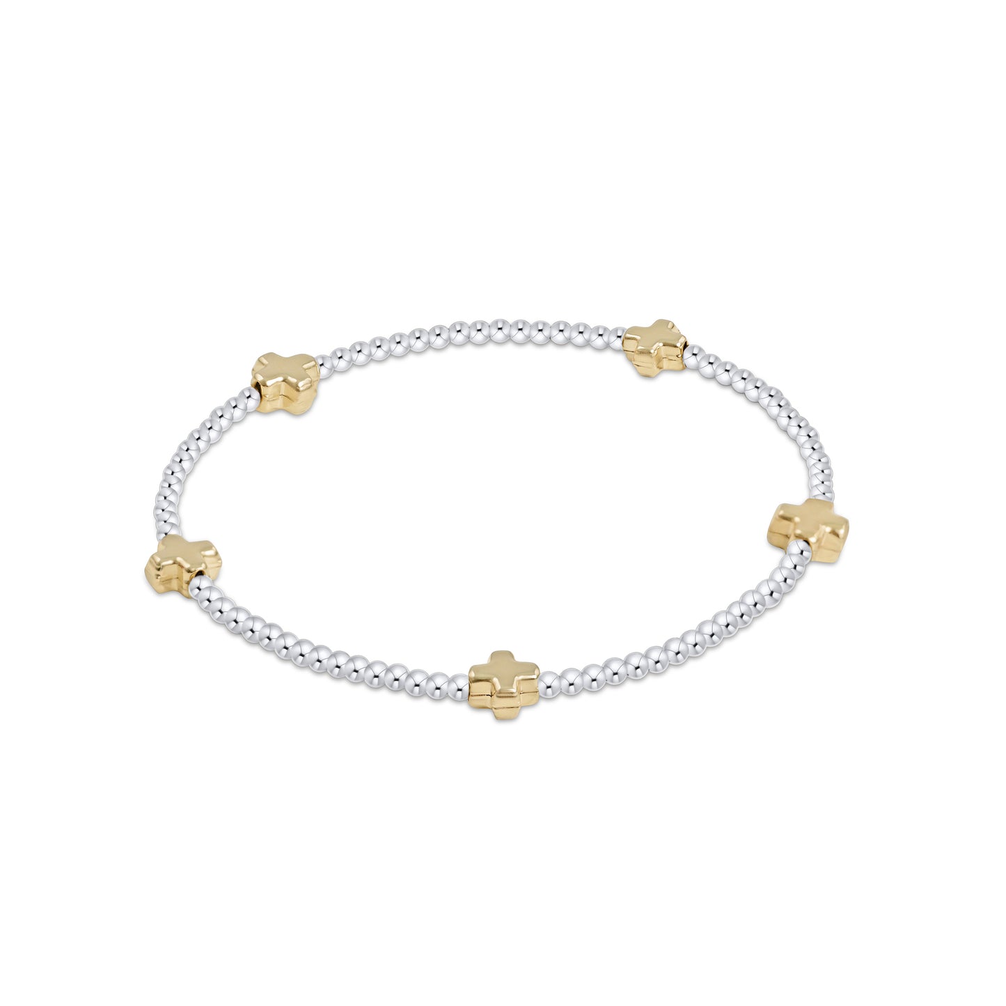Signature Cross Small Sterling Mixed Metal Pattern 2Mm Bead Bracelet - Gold