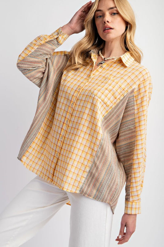Baja Sunshine Plaid Top