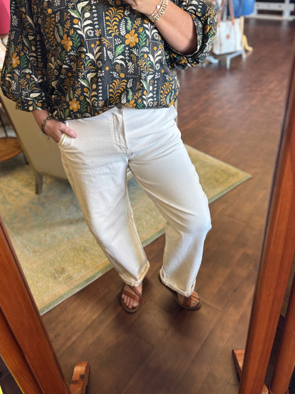 Ivory Relaxed Barrel Jeans