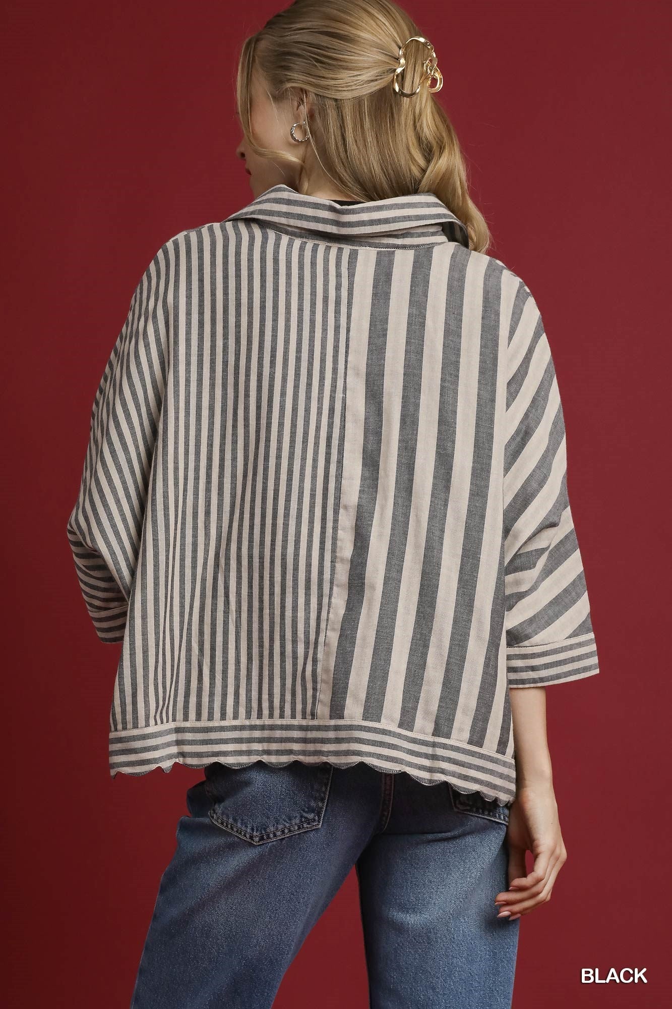 Bold Lines Button-Up Top