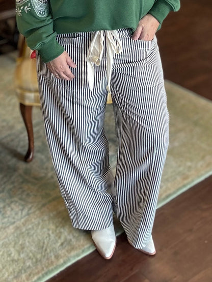 Railroad Black Striped Pants