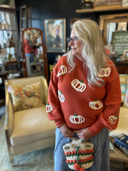 Pumpkin Patch Balloon Sleeve Sweater | RUST