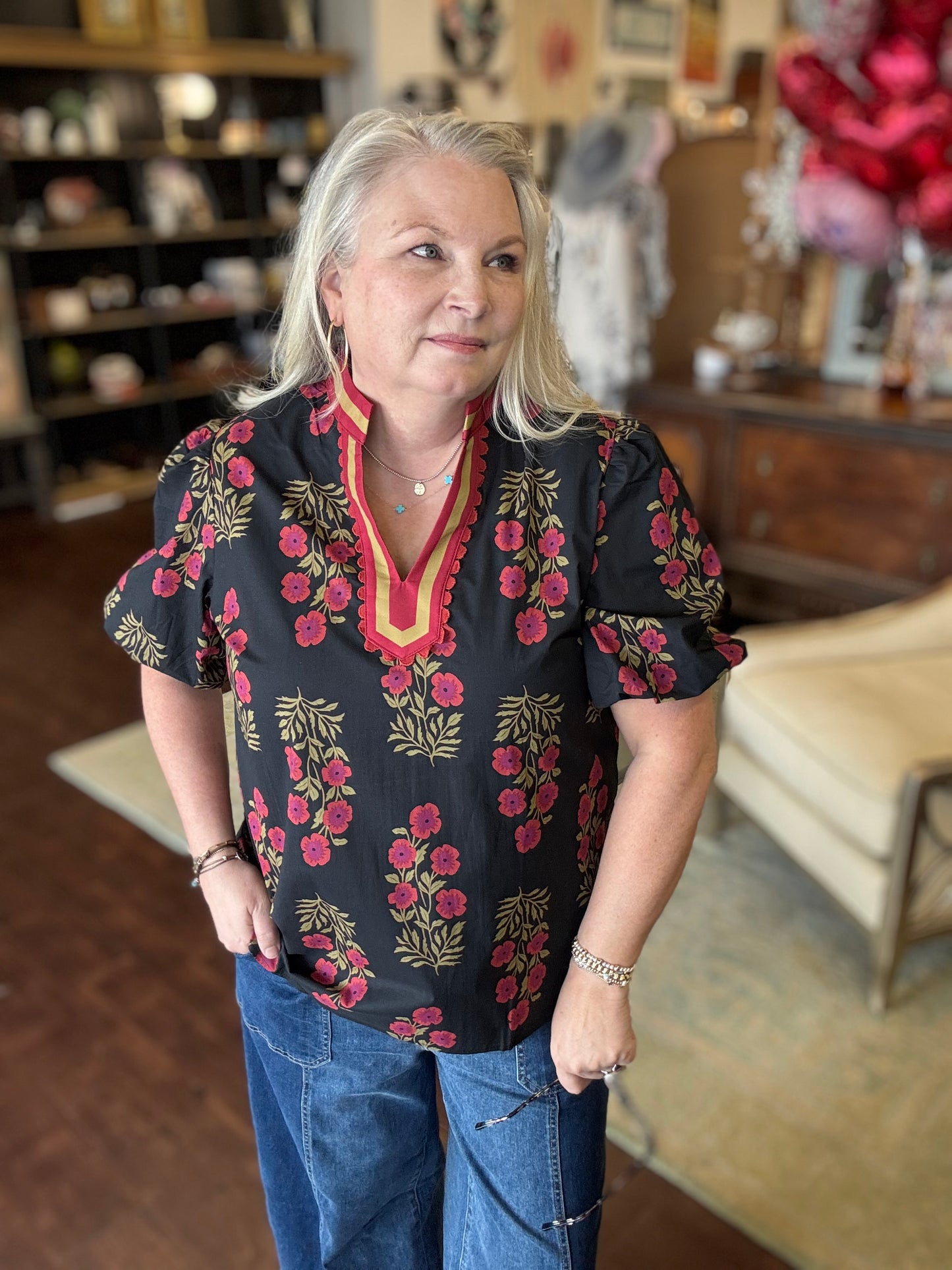 Midnight Bloom Blouse