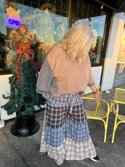 Layered Plaid Lounge Pants | Blue Combo