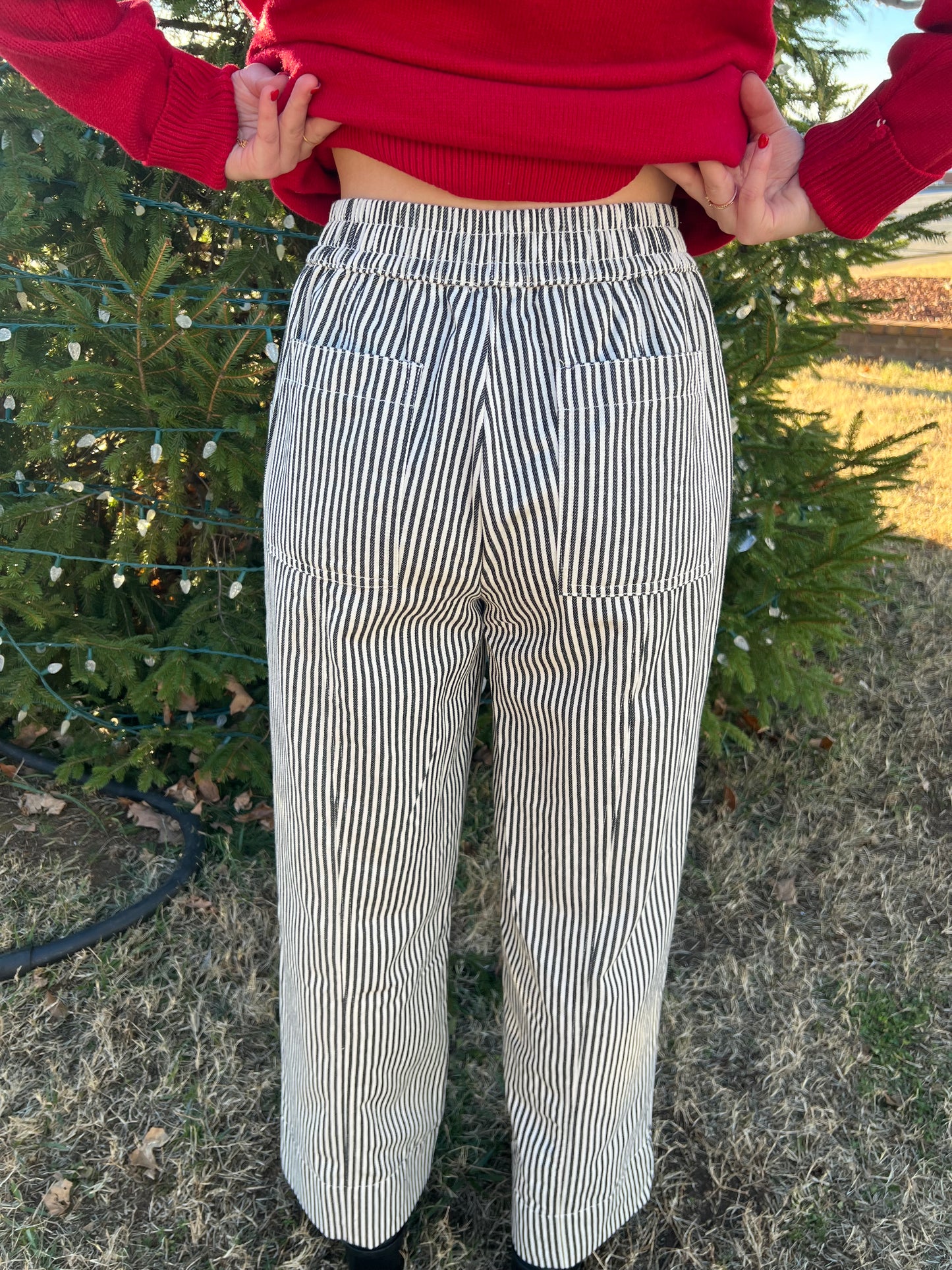 Railroad Black Striped Pants