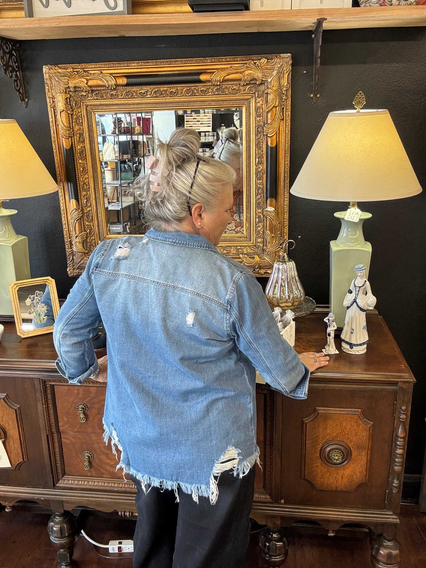 Tessa Distressed Denim Shirt | medium wash