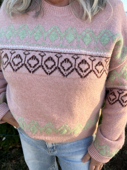 Cozy Blush Geo Sweater