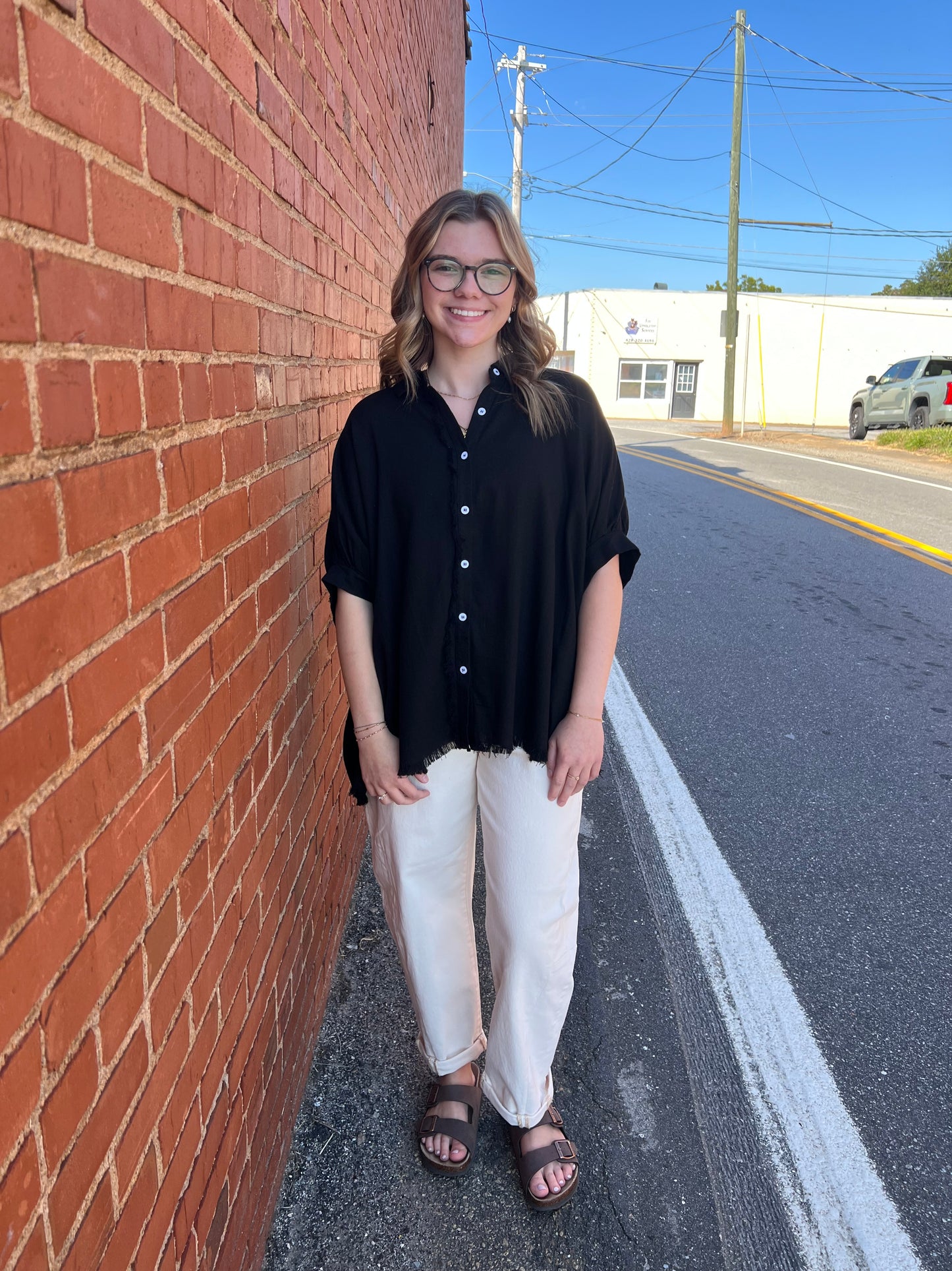 On the Fray Top | Black